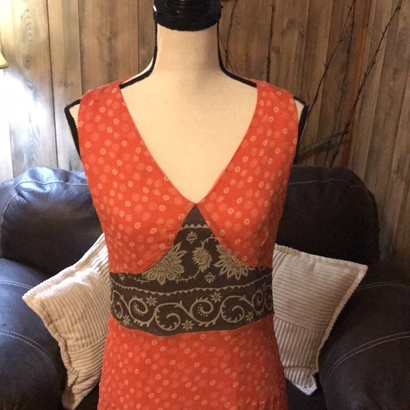 Charter Club Elegant Orange Patterned Sleeveless Silk Dress Size 12P - Picture 2 of 9